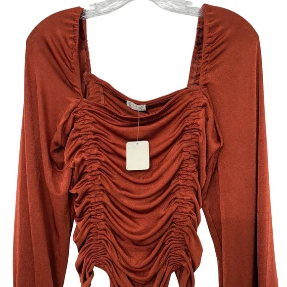 NWT Intimately Free People Meant To Be Women's Ruched Long Sleeve Bodysuit sz L - Picture 5 of 11